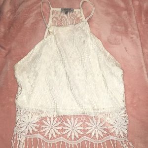 White laced crop top with tasals!